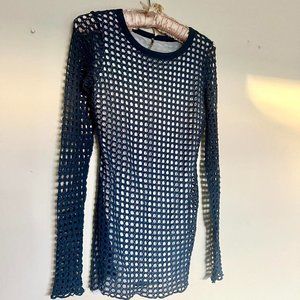 Pete Fishnet crochet blue soft mesh with attached liner